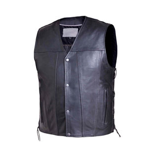 Gilet de moto décontracté pour hommes, respirant, coupe-vent, toile écologique, vêtements d'extérieur d'hiver, veste d'équitation en cuir sans manches pour motard - Product Image 3