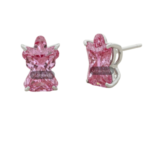 Boucles d'oreilles clous en argent sterling 925 plaqué or fin, diamant de laboratoire cultivé de 3,0 carats, rose fantaisie, VVS VS, certifié GIA IGI, cadeau pour lui - Product Image 1