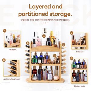 Mangowood Makeup Organizer Lipstick Holder Brush Rack Cosmetic Storage Organizer Multi-Function <b>Make</b> <b>up</b> Box Stand for <b>Vanity</b> - Product Image 2