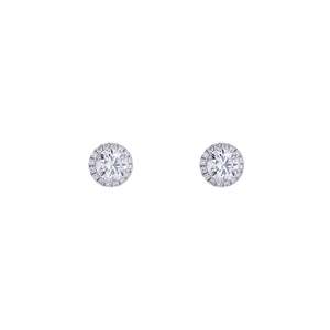 Deslumbrantes Aretes de Diamantes Cultivados en Laboratorio con Halo Radiante, 2.42 Quilates Totales, Color D E, Claridad VS, Oro de 14K, Factor de Brillo Extra, Para Ella - Product Image 2