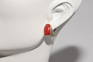 ต่างหูปะการังทรงรีตามธรรมชาติชุบทอง18K 925เงินแท้เครื่องประดับอัญมณีทำด้วยมือสำหรับเป็นของขวัญสำหรับผู้หญิง - Product Image 6