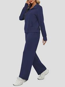 Women's Casual Solid Sweat Suit Cozy Stretchy Regular Fit <b>Lounge</b> <b>Set</b> <b>Two</b> <b>Piece</b> - Product Image 3