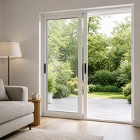 Puerta Corredera Blanca de UPVC, Doble Acristalamiento, Aislada, para Patio o Entrada