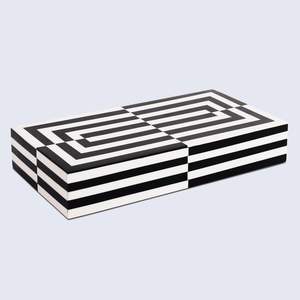 Black White <b>Puzzle</b> Slide Pattern Resin Inlay MDF Decorative Box Handmade Organizer for Jewelry and Modern Home Decor - Product Image 6