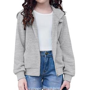 High Quality Children Solid Color Blank Sports French Terry Plain Hoodie Kids Sportswear Winter Girls Cotton Fleece Zip Up Hoody - Product Image 2