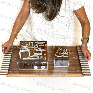 Recién llegado, bandeja rectangular de madera para servir, incrustaciones de perlas Madre, vajilla decorativa hecha a mano para mayoristas indios para - Product Image 3