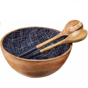 Tazón de servir de fruta decorativo de forma personalizada, tazón de servicio de diseño único para comida, pasta o fideos, tazón de madera impreso esmaltado - Product Image 5