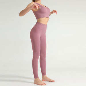 Leggings de yoga pour femmes, vente chaude, spandex/nylon, taille mi-haute, haute élasticité, respirant, ensemble de leggings de yoga de haute qualité, 220g, dernier design, bas prix - Product Image 3