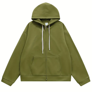 Sweats à capuche unisexes zippés décontractés avec logo personnalisé pour la broderie hiver Streetwear cordon épaule tombante couleurs personnalisées - Product Image 1