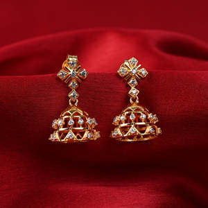 Compre Pendientes Jhumki Jhumka de Plata 925 de Primera Calidad para Mujer, Pendientes Colgantes con Patrón Geométrico de Cuarzo, Modernos y Clásicos para Bodas y Fiestas - Product Image 2