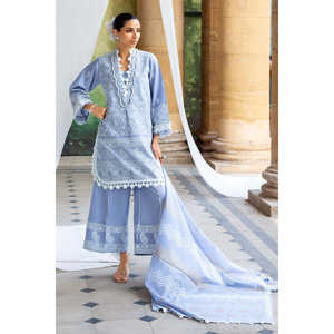 Traje de 3 Piezas para Mujer con Bordado de Zari y Lentejuelas, con Dupatta Estampada DN-52037 - Product Image 6