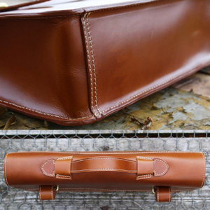 Bolsa de mensajero para ordenador portátil de cuero genuino marrón de gran capacidad, elegante y moderno maletín de viaje de negocios para oficina, universidad, duradero - Product Image 3