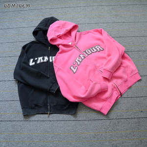 Sudadera con capucha personalizada de algodón de color sólido para hombre con bordado 3D, parche de lavado ácido desteñido por el sol, apliques, estampado de temporada de otoño, teñido liso - Product Image 1