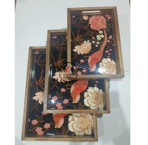 Plateau en bois écologique avec émail de couleur pour la maison et le mariage Plats et assiettes décoratifs - Product Image 5