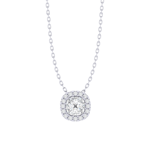 Collier pendentif en argent sterling plaqué or 9,8 mm avec zircone cubique taille coussin 17 pierres Rhodium/or jaune/or rose - Product Image 4