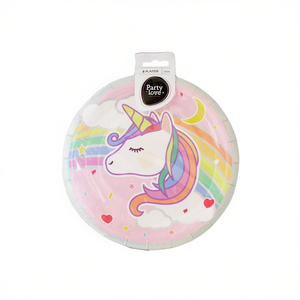 Assiettes en papier licorne Party Love 23 cm, lot de 8, fournitures de fête - Product Image 2