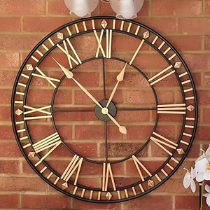 Azora Industries-Horloge murale en métal avec lettres romaines pour la maison et le salon de luxe-Horloge murale en métal de taille personnalisée - Product Image 5