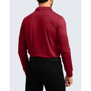 Poliéster de manga corta personalizado de alta calidad para hombre para camiseta de polo Estilo informal de verano con tela de lona de patrón sólido - Product Image 2