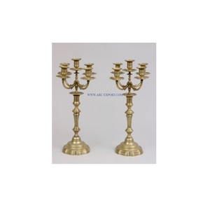 Set of 2 <b>Gold</b> Plated Solid Brass <b>Candelabra</b> Superior Quality Table Decoration Lightening <b>Candelabra</b> Christmas Fancy <b>Candelabra</b> - Product Image 1