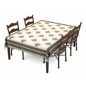 Nappe imprimée en pur coton Rajasthani Hand Block Couverture en lin à motif vert et rose pour hôtels et bars - Product Image 6