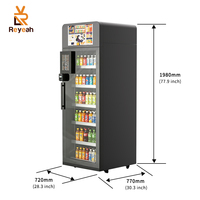 Distributeur automatique intelligent de boissons avec technologie visuelle IA, type casier réfrigéré à porte ouverte