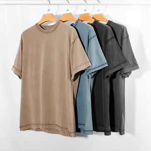 Logo personnalisé lourd en gros T-shirt pour hommes délavé vintage 100% coton T-shirt surdimensionné délavé à l'acide pour la conception de logo OEM pour hommes - Product Image 6