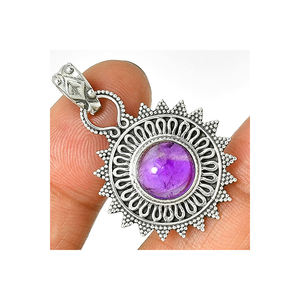 จี้พลอยอเมทิสต์คุณภาพสูง925เงินสเตอร์ลิงห้อยคอ OEM OEM ของขวัญที่สมบูรณ์แบบสำหรับ - Product Image 5