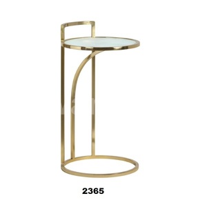 โต๊ะกระจกและโลหะสีทองทรงกลมด้านข้างสำหรับบ้านและสำนักงาน - Product Image 1