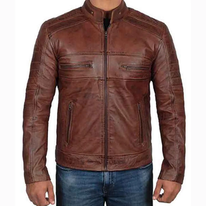 Veste en cuir de vachette véritable Hommes élégants Bomber Biker Coat Private Label OEM ODM Services Vêtements d'hiver Approvisionnement en vrac - Product Image 2