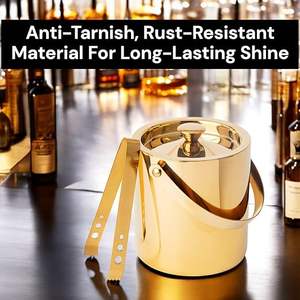 Seau à glace à vin en acier inoxydable durable Logo personnalisé Conception isolée moderne Poignées de transport faciles Fêtes Boissons incluses - Product Image 4