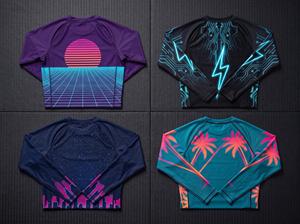 Collection de rashguards Synthwave BJJ, Rashguard BJJ personnalisé sublimé, Vente en gros OEM de maillots de compression MMA - Product Image 2