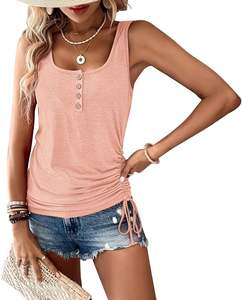 Summer Tank <b>Tops</b> for <b>Women</b> Sleeveless U Neck Loose Button Casual <b>Henley</b> <b>Tops</b> Shirts - Product Image 6