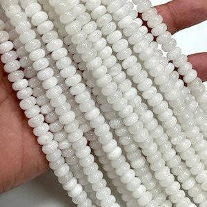 Cuentas de piedras preciosas de cuarzo blanco Natural, collar de cuentas con forma de Rondelle suave, cuentas de piedras preciosas naturales de alta calidad para la fabricación de joyas - Product Image 4