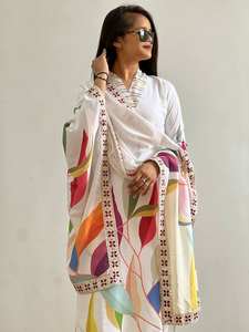 Haute qualité ethnique mousseline coton costume ensemble pour femmes impression numérique robe prête à l'emploi en gros en vrac pas cher taux Style pakistanais - Product Image 3