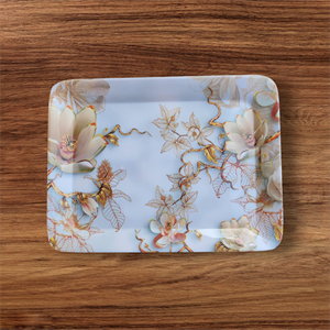 ถาดเมลามีนพลาสติกขนาดเล็กสำหรับใช้ในบ้านถาดเสิร์ฟพร้อมโลโก้ออกแบบได้ตามต้องการ - Product Image 1