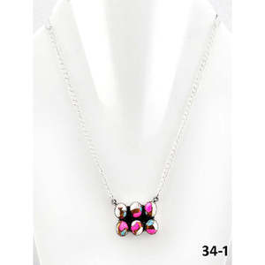 Southwest Style Cotton Candy Mohave & Sterling Silver Crystal <b>Necklace</b> - Product Image 2