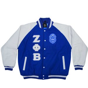 Chaqueta con letras para mujer, cuerpo de lana de Cachemira azul y mangas de cuero real rosa, chaqueta negra HBCU Greek Apparel Sorority Varsity - Product Image 1