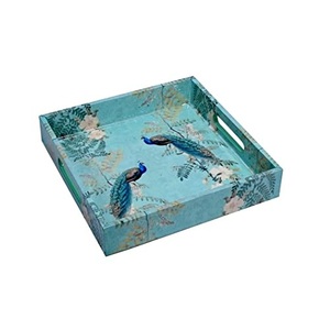 Rounded Wood & <b>Marble</b> <b>Tray</b> With Gold Plated Handle Food Drink & Breakfast Serving Dishes <b>Tray</b> - Product Image 3