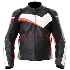 Veste de moto d'hiver élégante pour hommes Design de motard classique avec PU et vêtements d'extérieur tricotés en cuir véritable OEM/ODM disponible - Product Image 1