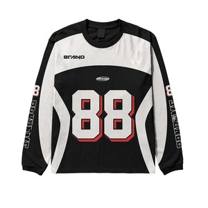 Mens premium cotton polyester GSM long sleeve shirt panel design screen print <b>logo</b> 100% cotton T-shirt for men loose fit printed - Product Image 3