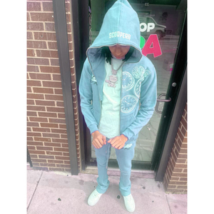 Full <b>Zip</b> <b>up</b> <b>Hoodies</b> and Flared Stacked Sweatpants Two Piece Tracksuit Set Customize Cotton Puff Print Women Unisex Sweatsuit Men - Product Image 1