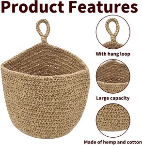 Cesta de almacenamiento de yute hecha a mano, contenedores hechos en la India, nueva forma redonda decorativa para el hogar, vajilla, verduras - Product Image 5