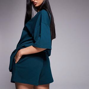 เสื้อยืดผ้าฝ้าย100% 2ชิ้นและชุดสั้นสำหรับผู้หญิงเสื้อเจอร์ซีย์สำหรับใส่วิ่งจ๊อกกิ้งรุ่น2025 - Product Image 2