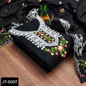 Vêtements ethniques indiens Semi Modal avec belle robe de travail Multi et séquence avec bordure en dentelle et ensemble Dupatta semi-modal - Product Image 6