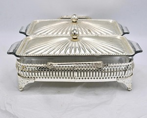 Plat à gratin double en argent plaqué luxe, adapté pour la restauration, la restauration familiale et les occasions spéciales, provenant d'Inde - Product Image 2