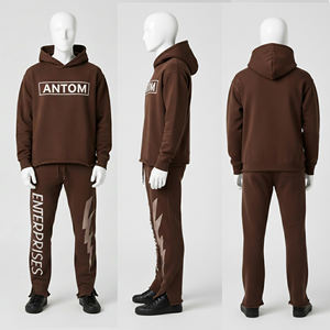 High Quality Winter Solid for Hooded Plus Size Men Tracksuit Casual Wear 100% Cotton Heavyweight - Product Image 1