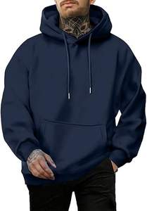 Sweat à capuche en coton simple pour la mode de tous les jours Sweat à capuche chaud avec poignets et ourlet côtelés - Product Image 5