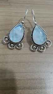 Boucles d'oreilles pendantes en pierre de lune arc-en-ciel, pierre précieuse, argent sterling 925, bijoux, cadeau de naissance de juin pour femmes - Product Image 6