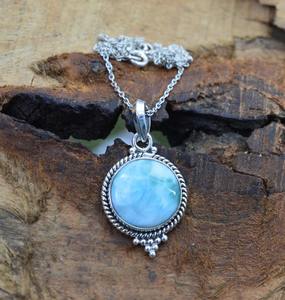 Pendentif filles bijoux 925 estampillé Larimar Spinner bijoux avec pendentif en pierres précieuses Design parfait pendentif en argent Sterling 925 - Product Image 4