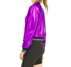 Sublimación Impreso Mujeres Alta Calidad Mejor Precio Bomber Shine Última Elegante Personalizada Recortada Tallas grandes Chaqueta de moda para mujer - Product Image 4